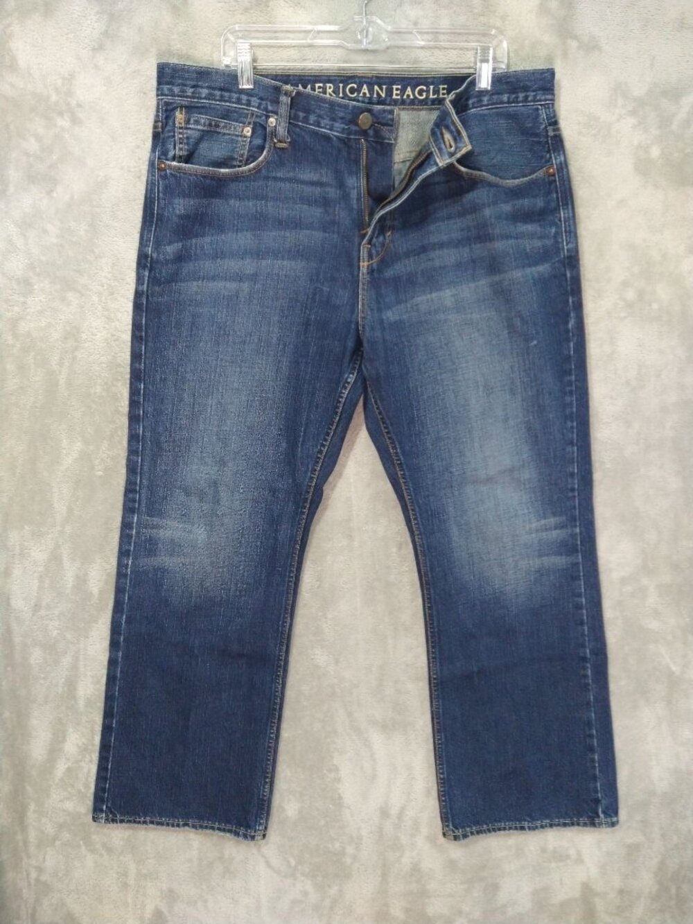 American Eagle Jeans Mens 36x30 Blue Denim Bootcut Mid Rise Dark Wash